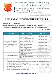 Bảng giá bảo vệ tại TP. HCM